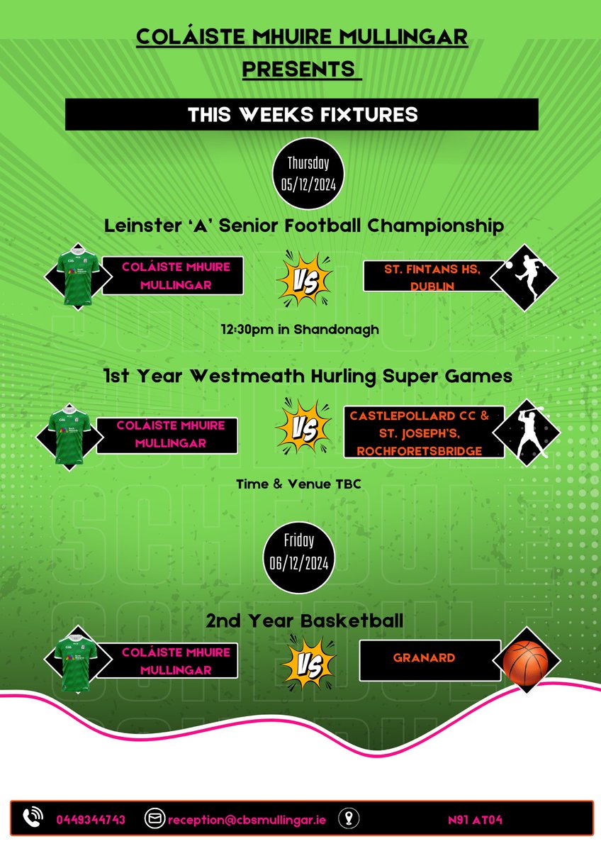 This week’s fixtures 🟢⚪️