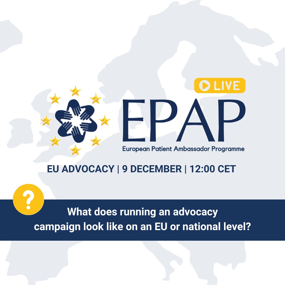 EuropeanLung's tweet photo. We will be joined by #advocacy experts in our next #EPAPLive webinar. We will discuss the differences between running advocacy campaigns at the EU or national level.

Register: https://t.co/hSVJNk0cP1

@EuroRespSoc @SarahCollen4 https://t.co/59Skd2sZ2S