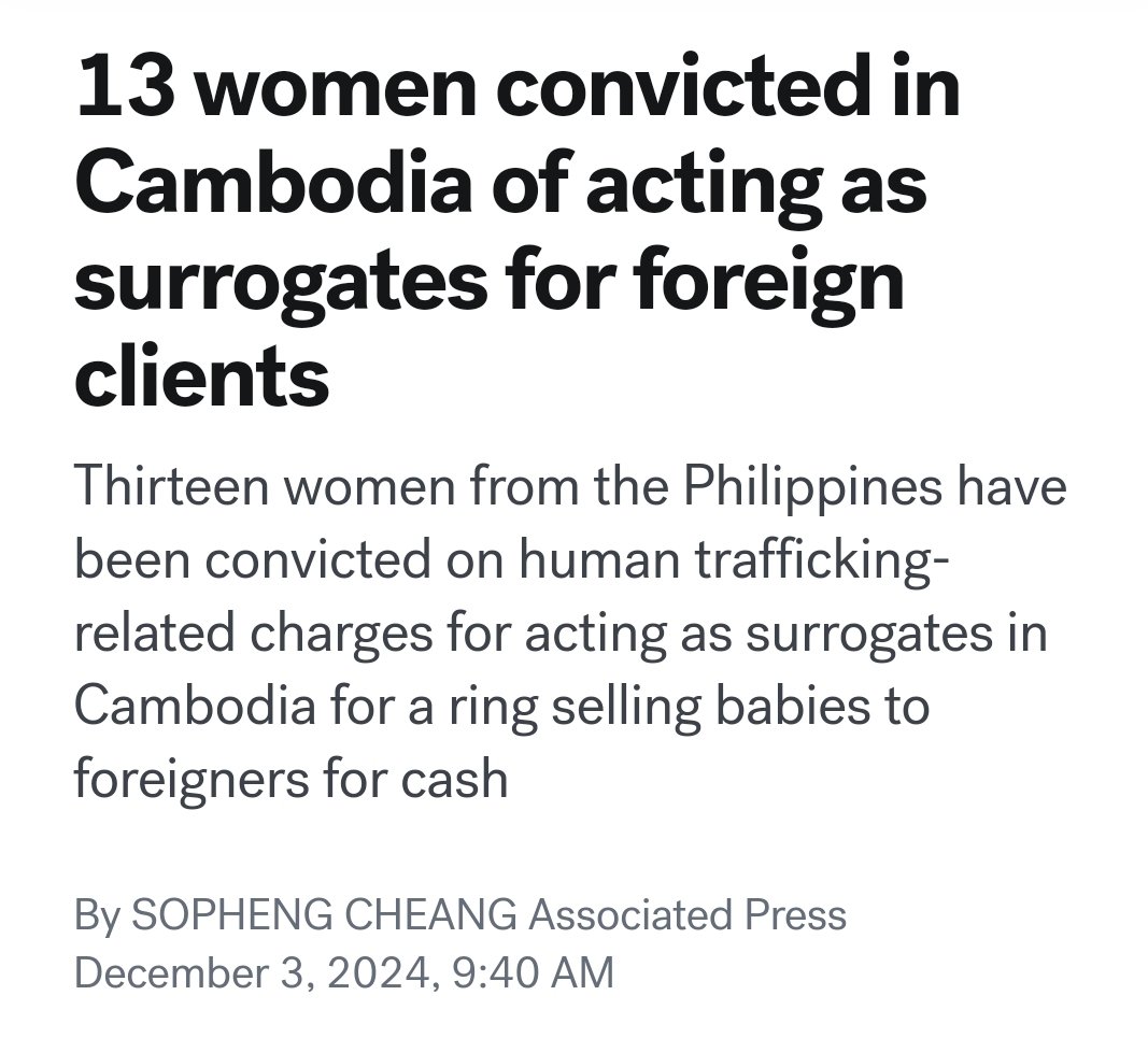 CIAMS_Coalition's tweet photo. A mafia that traffics women for reproductive exploitation #surrogacy recruits women in the Philippines and transports them to Cambodia.

They become pregnant so that the mafia sells their children.

Cambodia sentences these women to prison.

https://t.co/TtaZkIqpCD https://t.co/1ExX1fX7JM