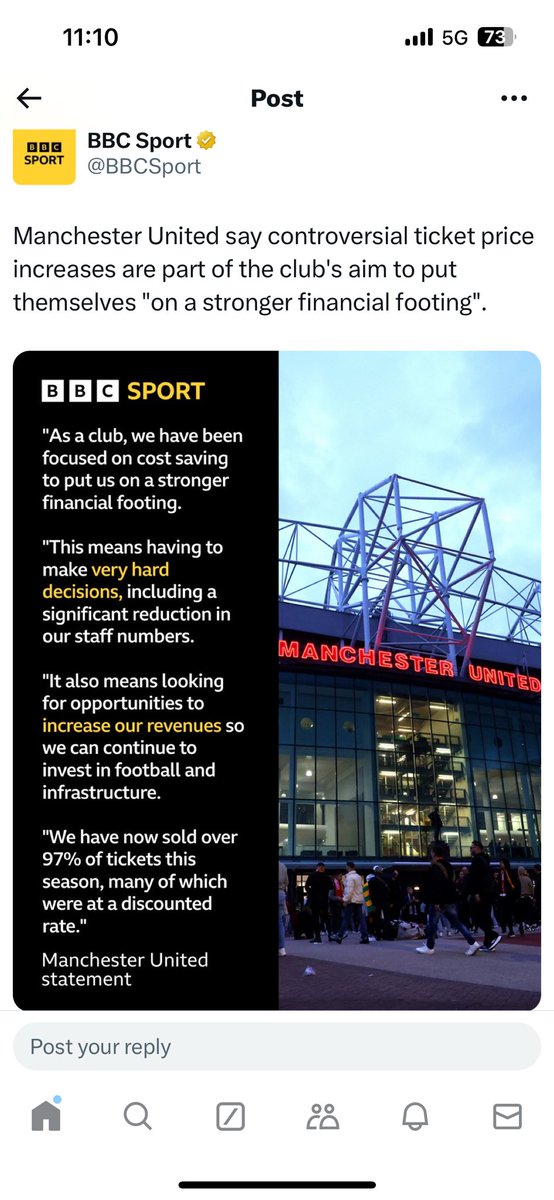 thesoopabees's tweet photo. One club charges junior’s £10

The other charges junior’s nearly £70 and makes it’s staff redundant 

One club is on a bottom 3 budget in the league the other has one of the highest valued squads in the world 

One club care’s about it’s fan’s, the other fleece’s it’s supporter’s for profits  

Brentford are 8th 
Man United are 9th

Hang your head in shame United 🐸