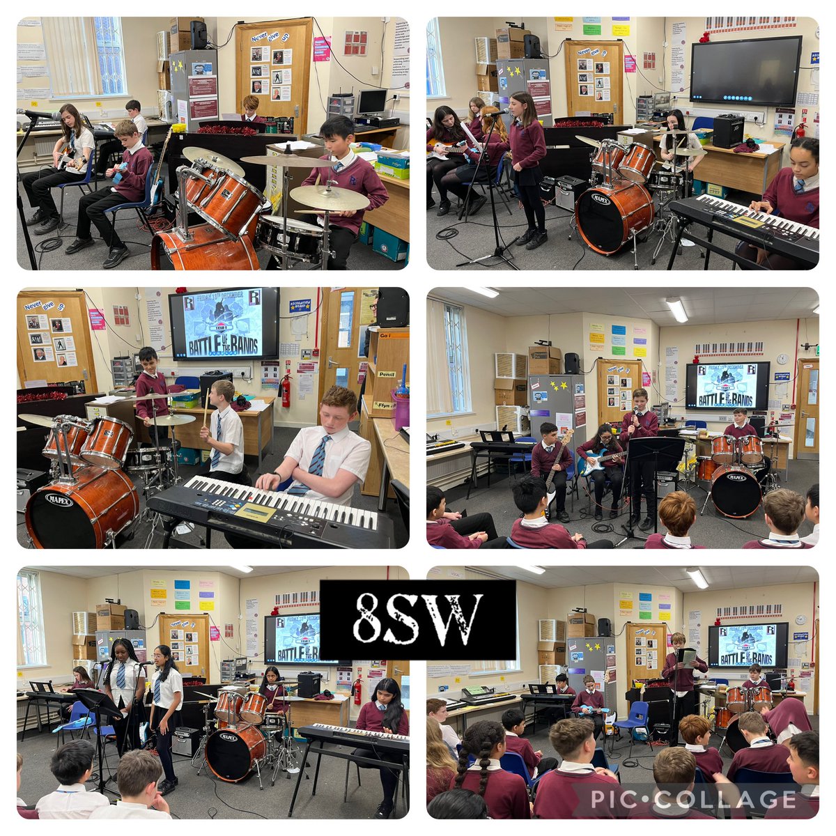 Fantastic gig lessons with 8SW, 8E and 8S so far this week. Llongyfarchiadau to The Itty Bitty Kitty Committee, Forever in Reverse &amp; Extra Mild Bell Peppers, who have all been voted through to perform again in the final next week! 👏👏👏