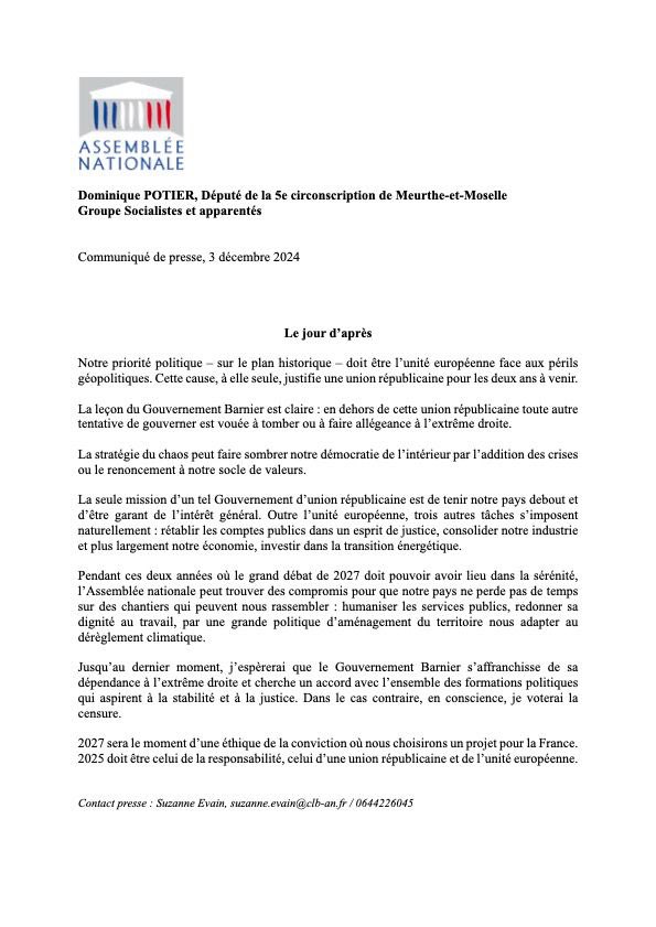 🔴 Le jour d’après : stabilité et justice. 
Je plaide pour une  union républicaine au service de l’unité européenne. 👇