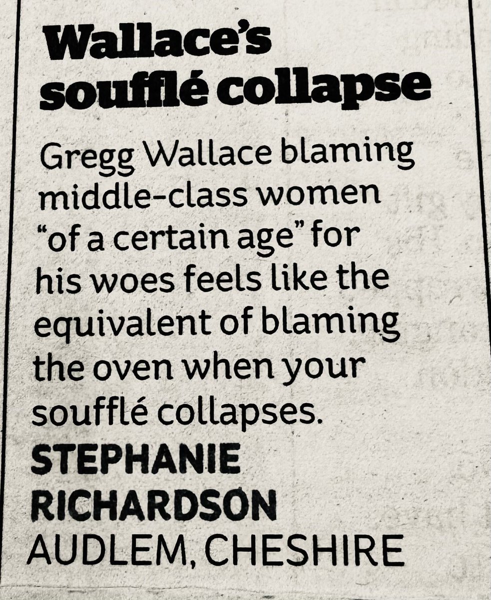 📰 

Stephanie Richardson in todays i #newspaper 

Weighing in on the #GregWallace debacle… 

👨🏻‍🍳

With a #baking comparison

🧈

#Tuesday / #greggawallace / #TuesdayFeeling 

Thoughts? 

💭