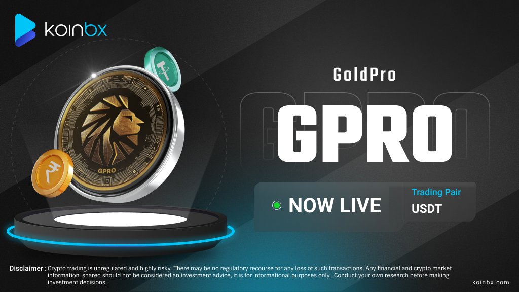 KoinBX's tweet photo. New Listing: GoldPro (@IpmbOfficial ) spot trading pair is now available for trade on KoinBX

📌 Trading Pair: GPRO/USDT 🔗  https://t.co/fWprMtki5N

✅ Trade Now!

#KoinBX #GoldPro #GPRO #koinbxlisting #cryptotrading #gprototheworld https://t.co/G3OdDiLupn