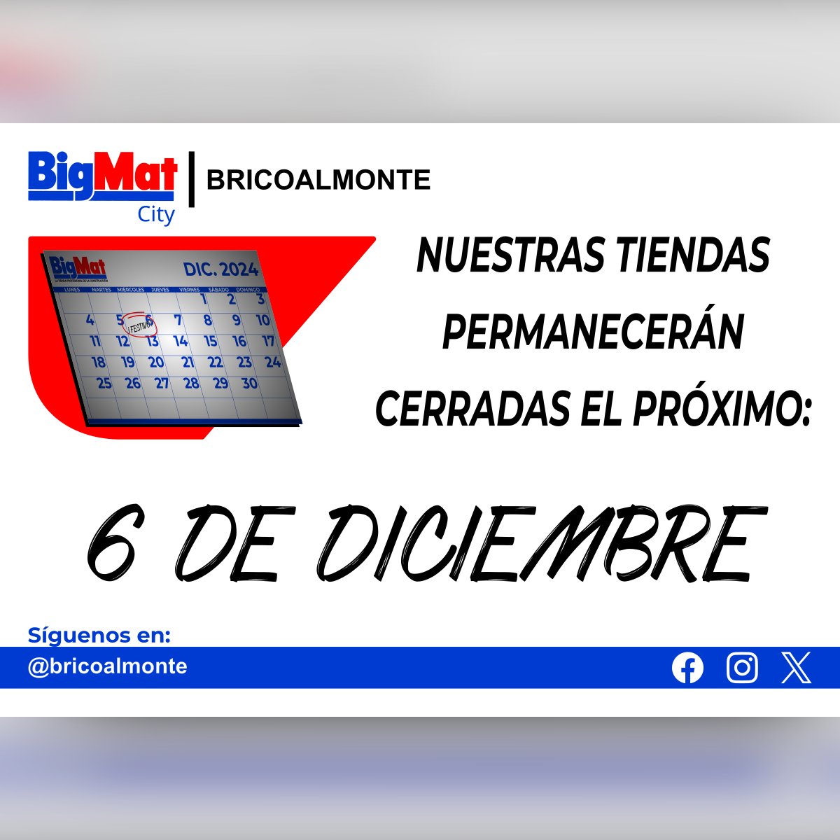En los primeros días de #diciembre celebramos dos festividades y una de ellas es el #DíadeLaConstitución, que se celebra el próximo viernes, #6dediciembre. Ese día cerraremos nuestra #ferretería. Pero volveremos a atender en nuestro horario habitual a partir del sábado 7.