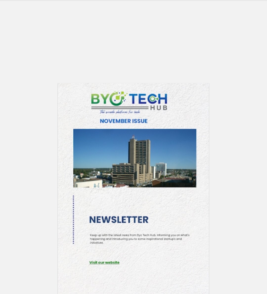 We’re excited to announce that our newsletter is here! Subscribe to receive the latest updates, insights, and opportunities from Byo Tech Hub. Click on the link below to view our newsletter:

drive.google.com/file/d/1gJ63d5…

<a href="/internetsociety/">Internet Society</a> <a href="/izonehub/">iZoneHub Zim🇿🇼</a>