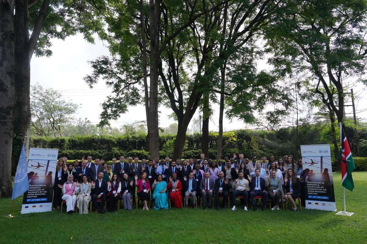 UNODCEastAfrica's tweet photo. Law enforcement officers and airlines from across Africa and #MENA are in 🇰🇪 for an inter-regional meeting to discuss #HumanTrafficking and #MigrantSmuggling trends, threats &amp; air routes with the objective to leverage collaboration to better detect and curb #TIP and #SOM via air. https://t.co/O0Qcdun5QP