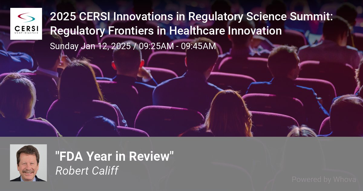 UCSF-Stanford CERSI (@ucstanfordcersi) on Twitter photo Commissioner <a href="/DrCaliff_FDA/">Dr. Robert M. Califf</a> will be delivering another FDA Year in Review at the 2025 #CERSISummit on January 12! You don't want to miss it. Info & FREE registration: cersisummit.com - via #Whova Event Platform Commissioner <a href="/DrCaliff_FDA/">Dr. Robert M. Califf</a> will be delivering another FDA Year in Review at the 2025 #CERSISummit on January 12! You don't want to miss it. Info & FREE registration: cersisummit.com - via #Whova Event Platform
