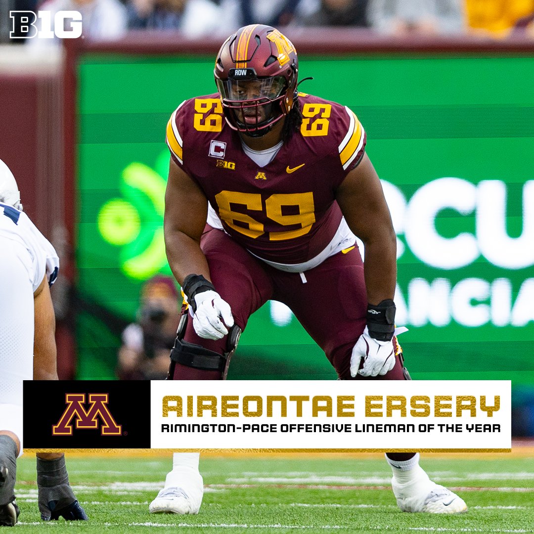 𝘾𝙤𝙣𝙜𝙧𝙖𝙩𝙪𝙡𝙖𝙩𝙞𝙤𝙣𝙨 to Aireontae Ersery, the 2024 Rimington-Pace Offensive Lineman of the Year! 

#B1GFootball x <a href="/GopherFootball/">Minnesota Football</a>