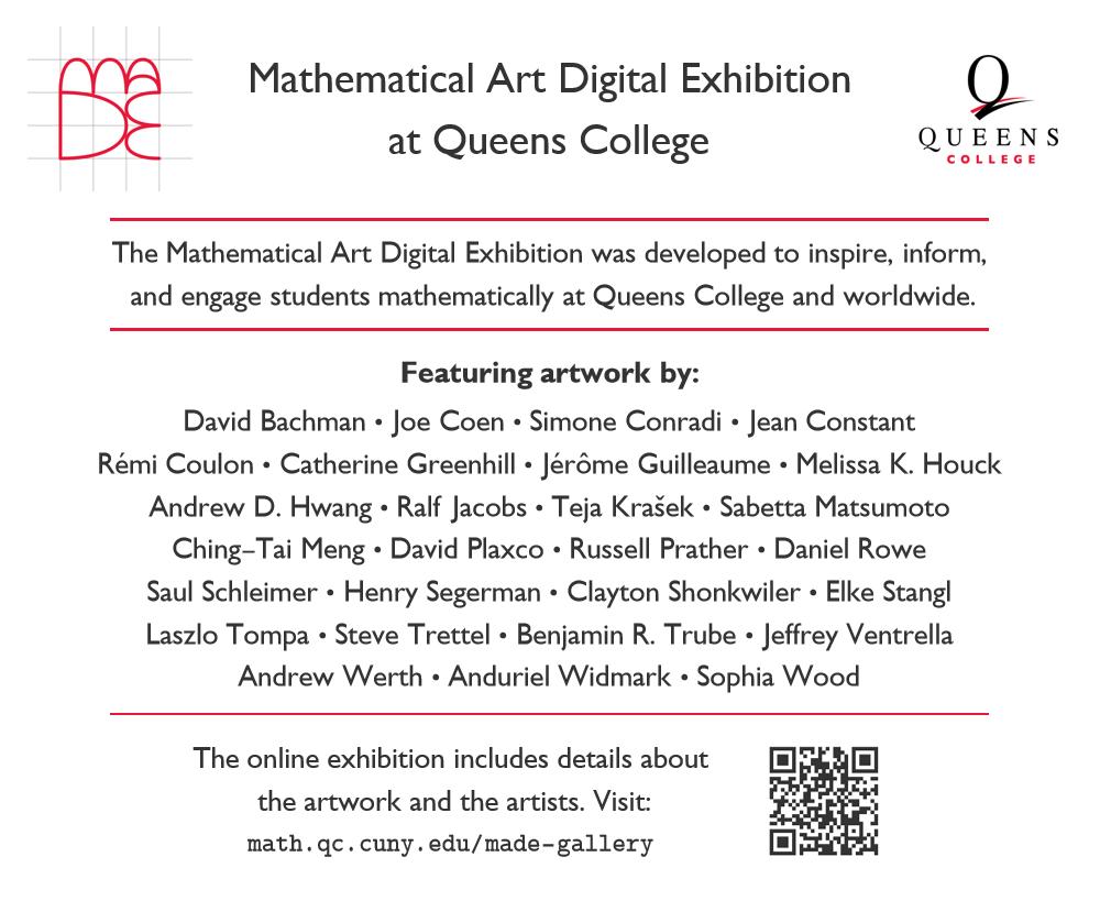S_Conradi's tweet photo. Thrilled to have my mathematical artwork featured in Queens College's Digital Exhibition alongside remarkable artists. Check out the full gallery at https://t.co/hoJ8Yem8KX
Special thanks to @mathzorro for curating! #MathArt #SciArt #python #matplotlib
@matplotlib https://t.co/NFHOL4aV9I