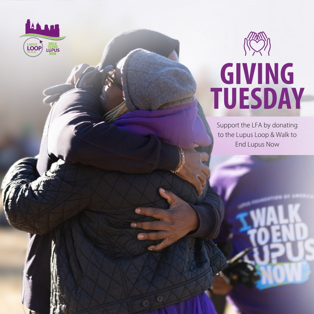 LupusPDVregion's tweet photo. Happy Giving Tuesday! Join us in making a difference today! Your support for the Lupus Loop &amp; Walk to End Lupus Now empowers local lupus warriors with the care and resources they deserve💜

Donate today at https://t.co/fDiFJOtpjn

#GivingTuesday https://t.co/MGSfYCS29d