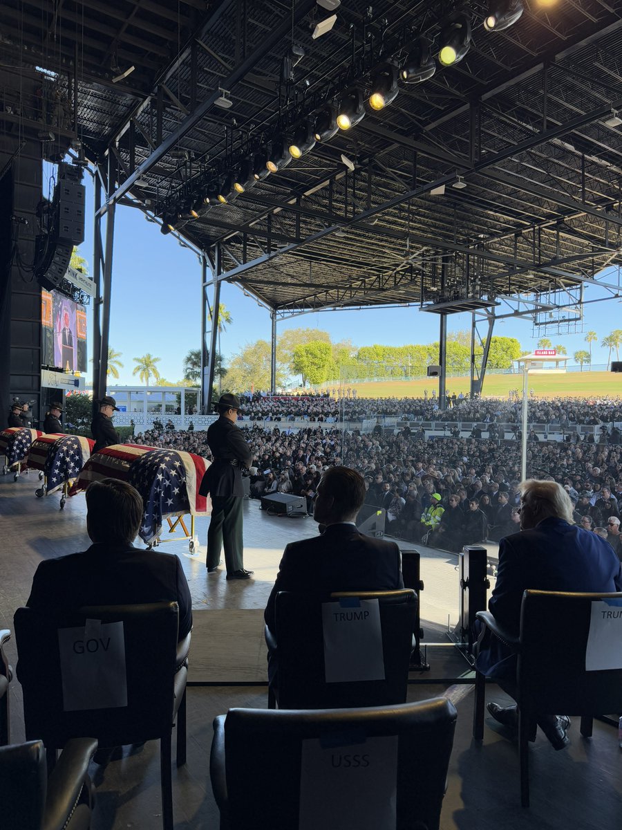 President Trump, Eric Trump, and Governor DeSantis attend the Memorial Service of the Palm Beach Sheriff’s Office Motor Deputies who died in the line of duty. 🙏🏼🇺🇸