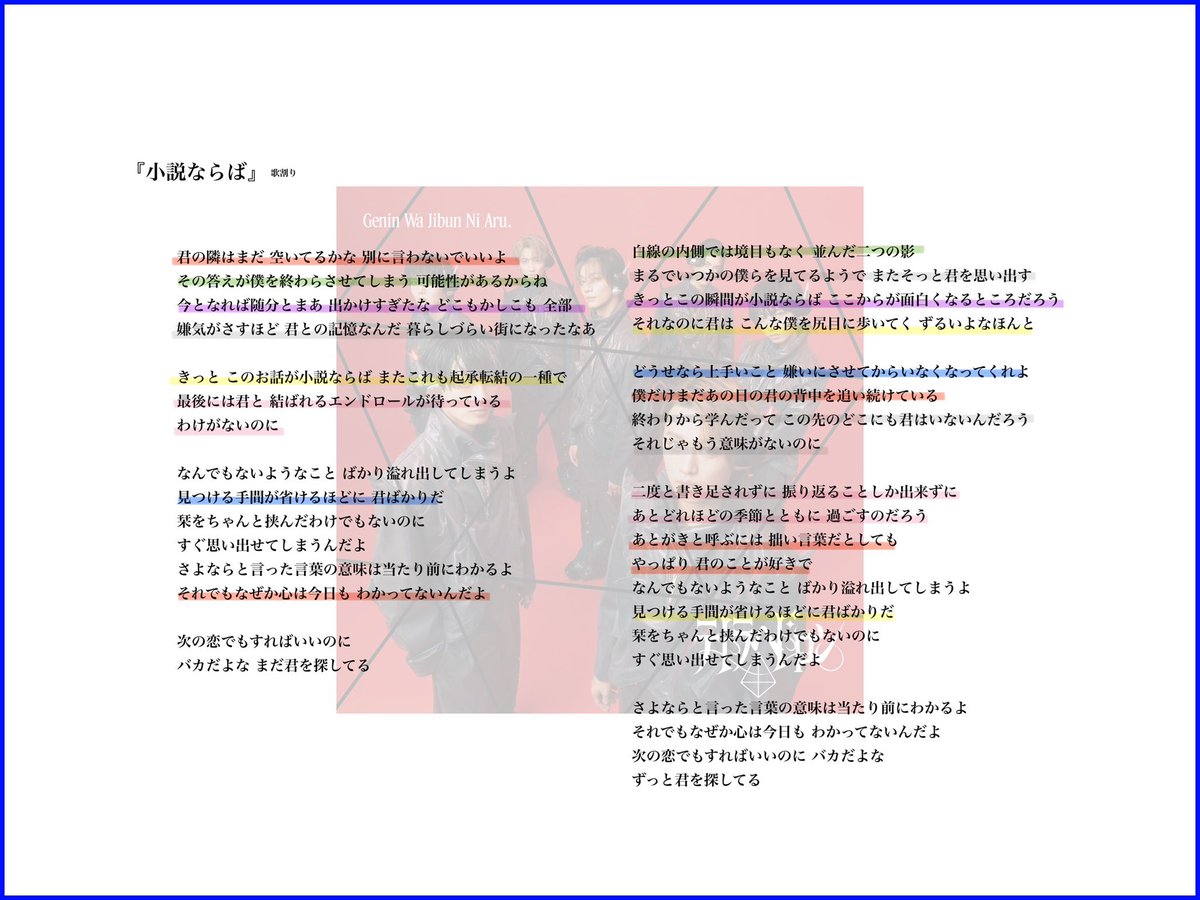 Concept EP 「テトラへドロン」 歌詞 歌割り ━━━━━━━━━━━━━━━━━━ M1. Operation Ego M2.  遊戯的反逆ノススメ M3. 小説ならば M4. Go to the Moon