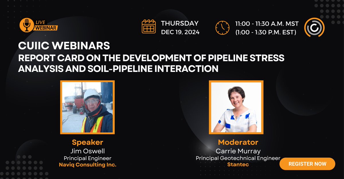 Don't Miss Our Last Free Webinar of 2024 "Report Card on the Development of Pipeline Stress Analysis and Soil-Pipeline Interaction" loom.ly/HRK5MG8

📅 December 19, 2024 at 11:00 a.m. MST