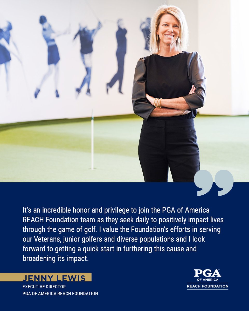 The PGA of America is excited to announce the hiring of Jenny Lewis as Executive Director of the PGA of America REACH Foundation.  The Northern Texas Native will oversee strategy, impact &amp; fundraising for the 501(c)(3) Foundation.  Read More >> go.pga.com/jennylewis
