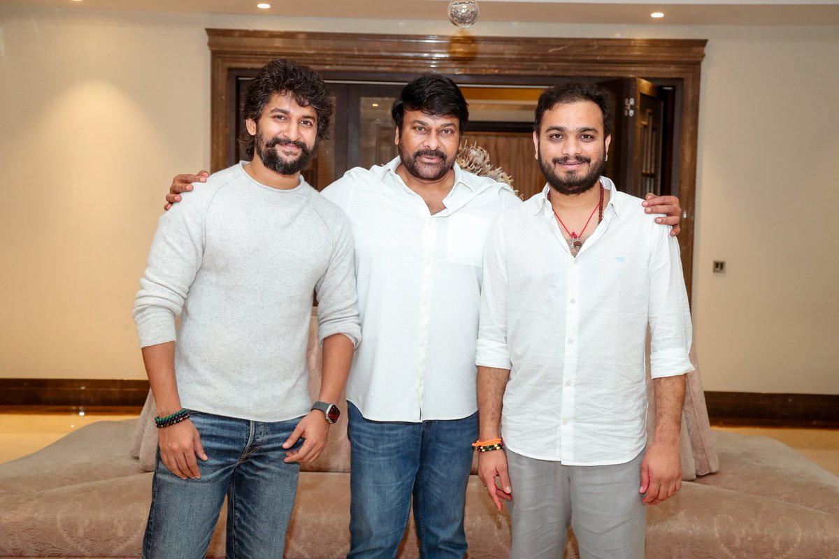 SLV Cinemas (@slvcinemasoffl) on Twitter photo The men behind #ChiruOdelaCinema β¨
#FanboyThandavam - #MegastarVaibhavam β€οΈβπ₯
Megastar <a href="/KChiruTweets/">Chiranjeevi Konidela</a>
Natural Star <a href="/NameisNani/">Nani</a> <a href="/odela_srikanth/">Srikanth Odela</a> <a href="/sudhakarcheruk5/">sudhakar cherukuri</a> <a href="/UnanimousProd/">Unanimous Productions</a> <a href="/SLVCinemasOffl/">SLV Cinemas</a> The men behind #ChiruOdelaCinema β¨
#FanboyThandavam - #MegastarVaibhavam β€οΈβπ₯
Megastar <a href="/KChiruTweets/">Chiranjeevi Konidela</a>
Natural Star <a href="/NameisNani/">Nani</a> <a href="/odela_srikanth/">Srikanth Odela</a> <a href="/sudhakarcheruk5/">sudhakar cherukuri</a> <a href="/UnanimousProd/">Unanimous Productions</a> <a href="/SLVCinemasOffl/">SLV Cinemas</a>