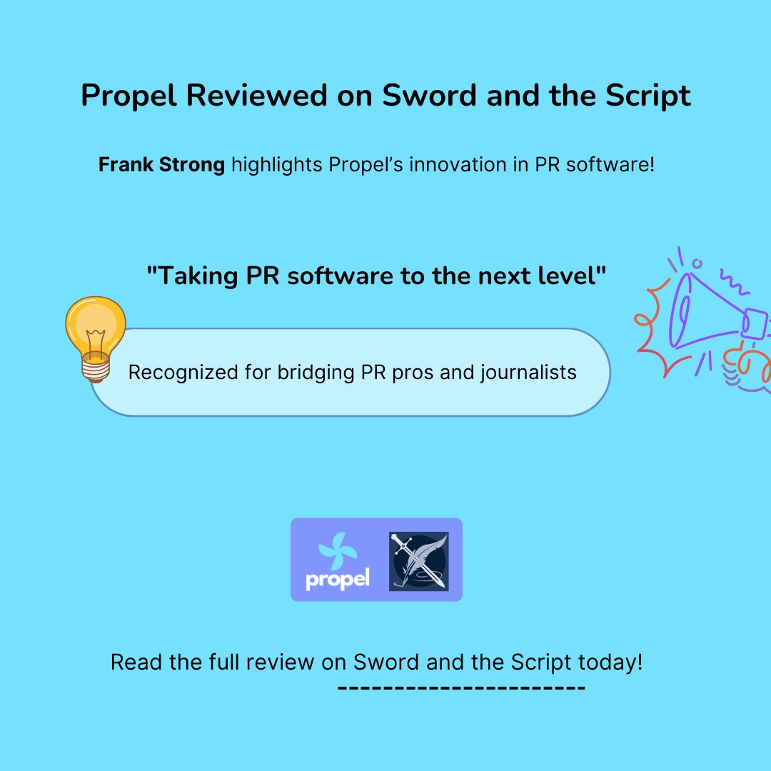 Propel (@propelprm) on Twitter photo Excited to share Frank Strong's review of Propel on Sword and the Script!
Learn how we're reshaping PR software for pros & journalists.
Check it out here: swordandthescript.com/2024/12/pr-sofโฆ
Thanks, <a href="/Frank_Strong/">Frank Strong ๐ค๐ปโ๏ธ๐ก</a> for your thoughtful insights!
#PRSoftware #PRInnovation #PropelPRM Excited to share Frank Strong's review of Propel on Sword and the Script!
Learn how we're reshaping PR software for pros & journalists.
Check it out here: swordandthescript.com/2024/12/pr-sofโฆ
Thanks, <a href="/Frank_Strong/">Frank Strong ๐ค๐ปโ๏ธ๐ก</a> for your thoughtful insights!
#PRSoftware #PRInnovation #PropelPRM