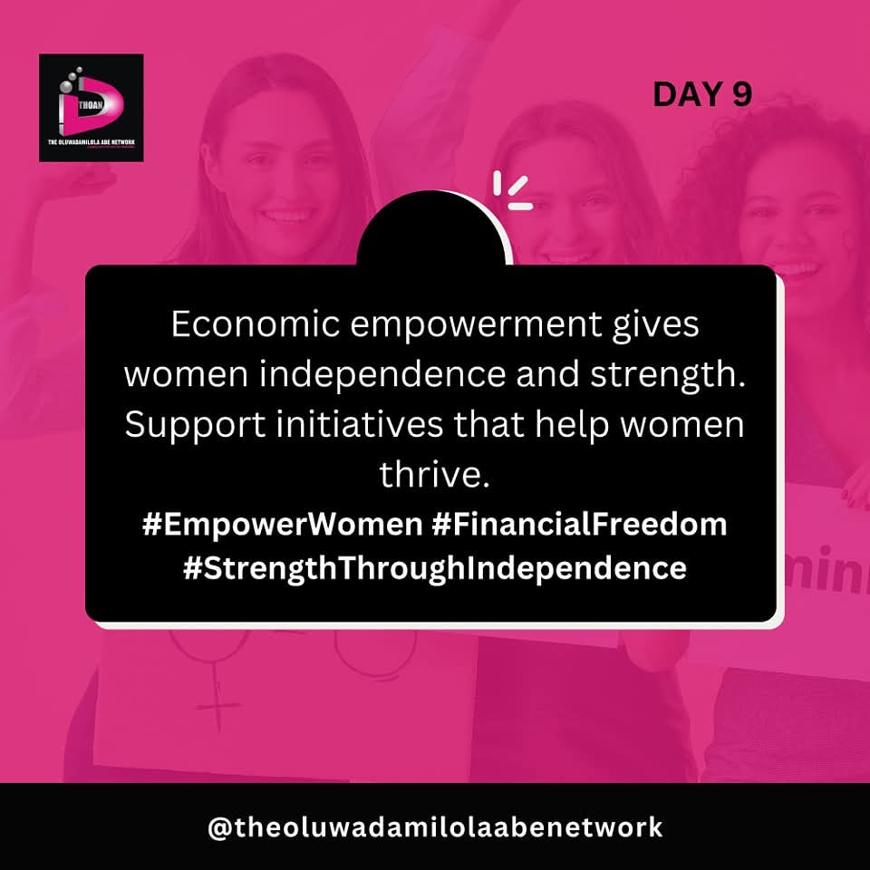 16 Days of Activism

Day 9: Economic empowerment gives women independence and strength. Support initiatives that help women thrive. 
#EmpowerWomen #FinancialFreedom #StrengthThroughIndependence