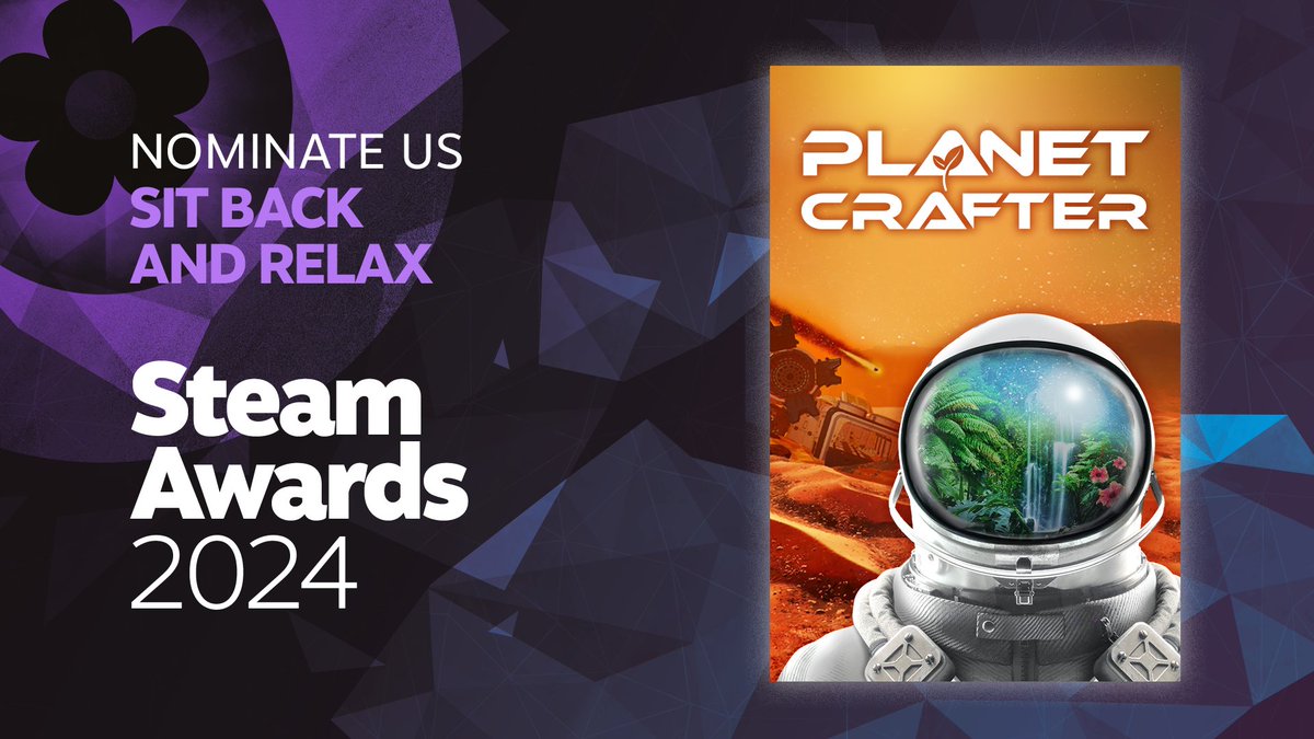 LAST DAY to nominate Planet Crafter for the Sit Back &amp; Relax Steam Awards! 🚀🚀

Thanks for all your support! 🥰
Vote here ➡️store.steampowered.com/news/app/12841…