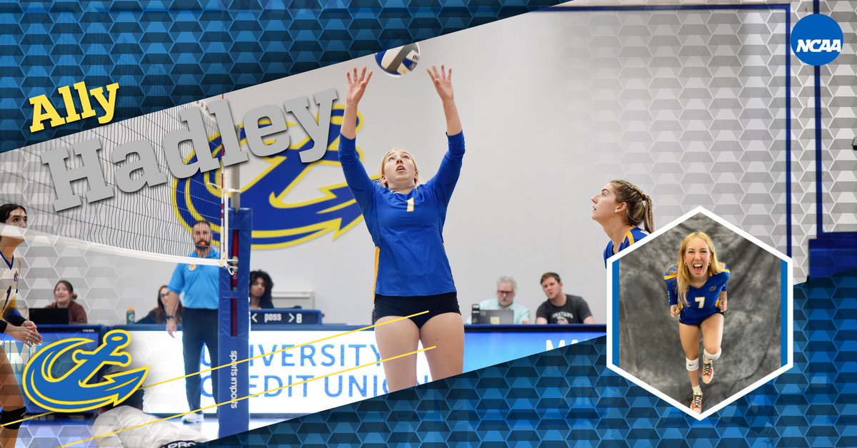 MarinersSports's tweet photo. DYK?🏐#MaineMaritime Volleyball sophomore OH Ally Hadley is the only player in #d3vb (and just 1 of 2 in @NCAAVolleyball ) with at least 60 aces (65), 200 kills (205), .175 attack% (.189), 190 digs (195) & 300 assists (340). #NACvb
@nacathletics @NCAAStats https://t.co/tdvvh5KiRD