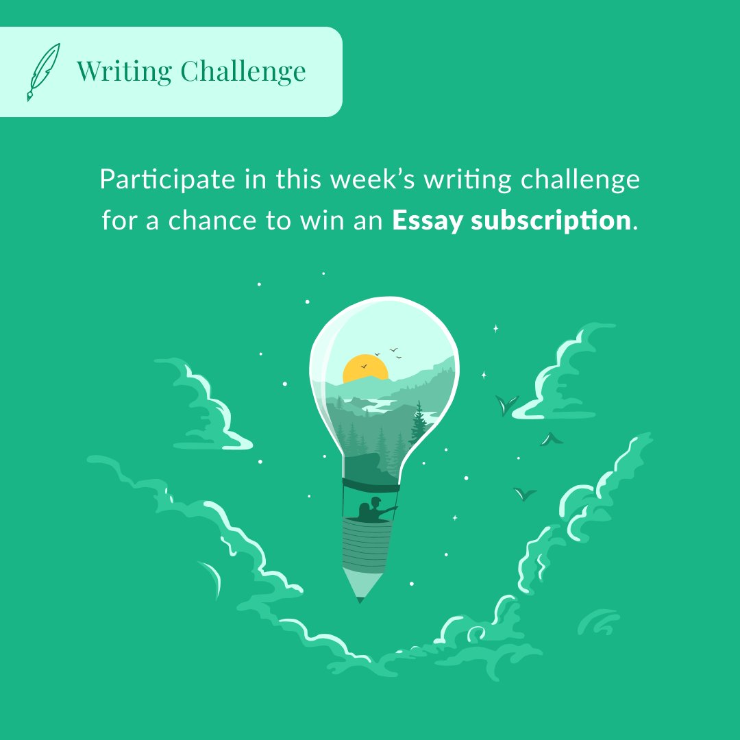 Writing Challenge ✏️

Participate in this week’s writing challenge for a chance to win an Essay subscription!

Full details: bit.ly/writing-challe…

Deadline to enter: Sunday December 8
Winner announced: Wednesday December 11