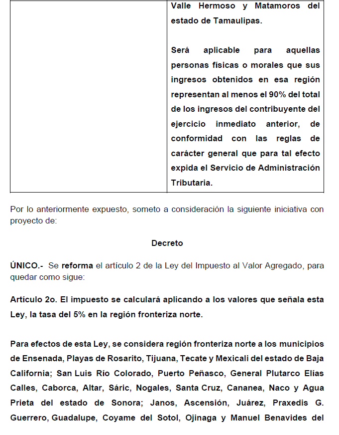 EvL_0099's tweet photo. Se propone establecer una tasa del 5% para la región fronteriza norte aplicable para aquellas personas físicas o morales que sus ingresos obtenidos en ésta representen al menos el 90% del total de los ingresos del contribuyente del ejercicio inmediato anterior. https://t.co/pdszbj5S4f