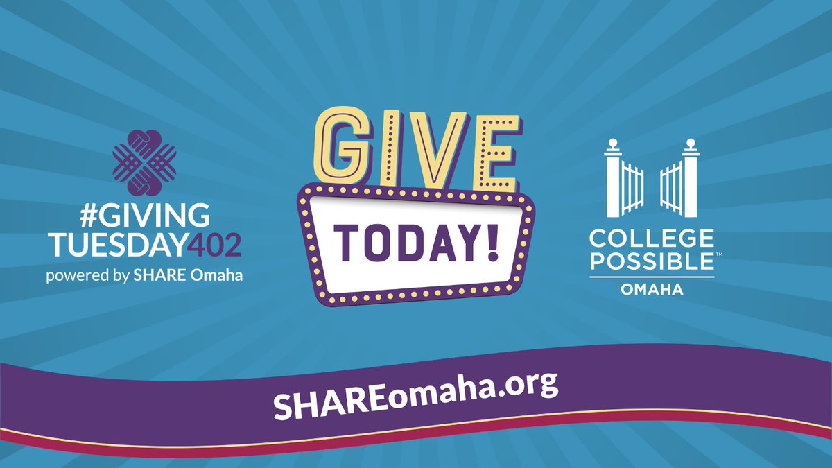 Today is #GivingTuesday402! Join us in empowering students' dreams by supporting College Possible Omaha. Every donation helps make college possible! 💙 

Donate: bit.ly/462hl0q