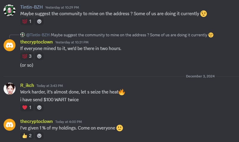 warthognetwork's tweet photo. - Encouragement from warters, to donate/mine to the CoinEx listing fund. 🐗 🦁
FUND: https://t.co/UjLq9skk60
#warthog #Crypto $WART #Blockchain #CoinEx #listingfund #supportwarthog #newexchange https://t.co/t2phsT0Bcf