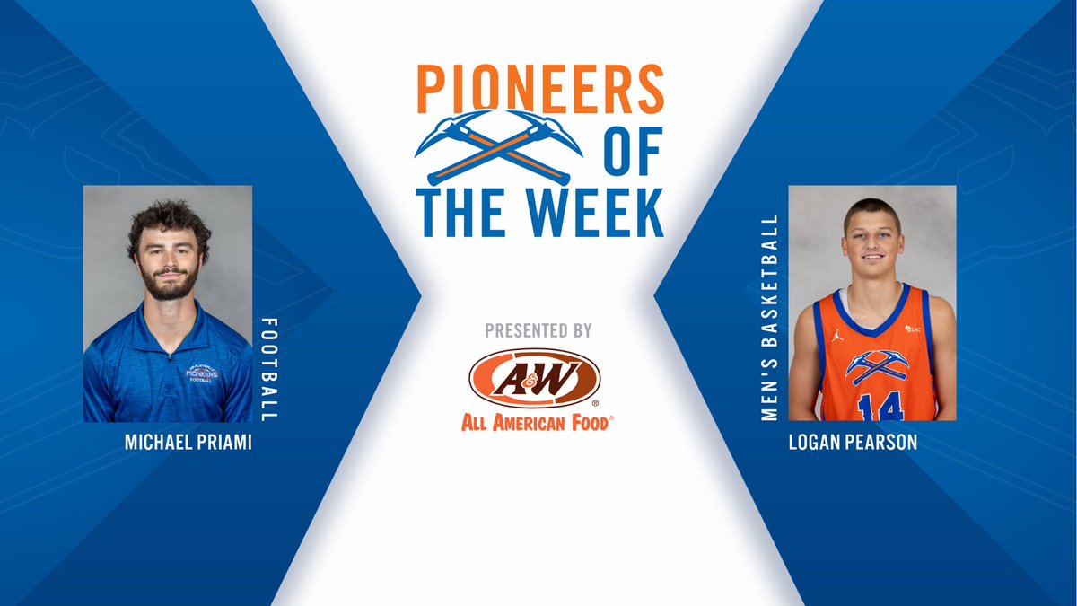 UW-Platteville Athletics (@uwp_pioneers) on Twitter photo Congrats to the Pioneers of the Week (presented by the Platteville A&W)! #SwingTheAxe
Logan Pearson - <a href="/UWPlattMBB/">UW-Platteville Men’s Basketball</a>
Michael Priami - <a href="/UWPlattFootball/">UW-Platteville Football</a>
#uwp #uwplatteville #platteville Congrats to the Pioneers of the Week (presented by the Platteville A&W)! #SwingTheAxe
Logan Pearson - <a href="/UWPlattMBB/">UW-Platteville Men’s Basketball</a>
Michael Priami - <a href="/UWPlattFootball/">UW-Platteville Football</a>
#uwp #uwplatteville #platteville