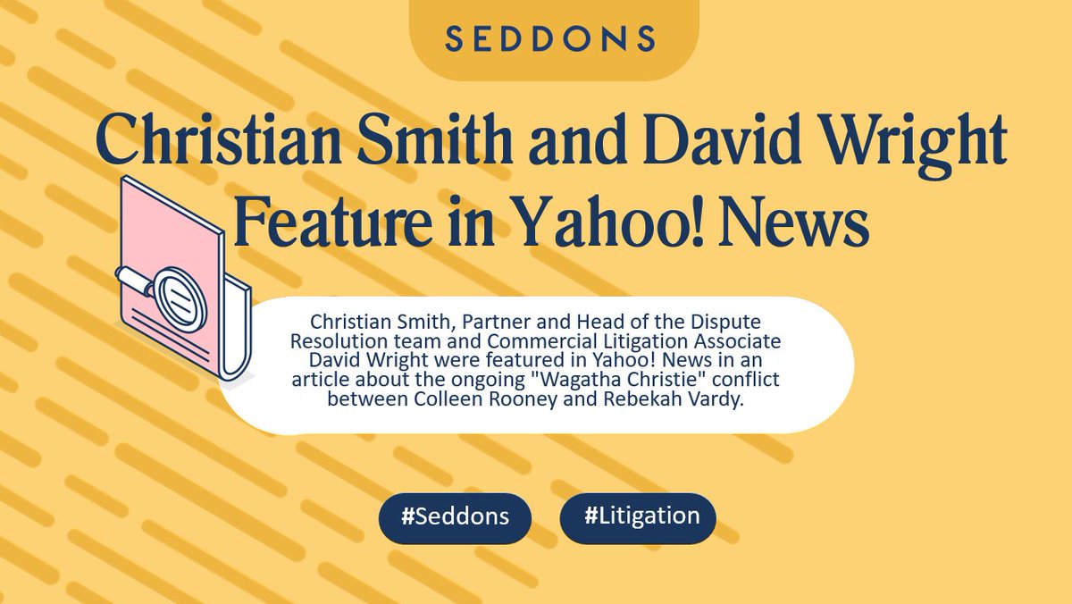 Christian Smith, Partner &amp; Head of the Dispute Resolution team, &amp; Commercial Litigation Associate David Wright were quoted in Yahoo! News, offering their insights into the next phase of the "Wagatha Christie" dispute between Coleen Rooney &amp; Rebekah Vardy: bit.ly/4ikVNDi