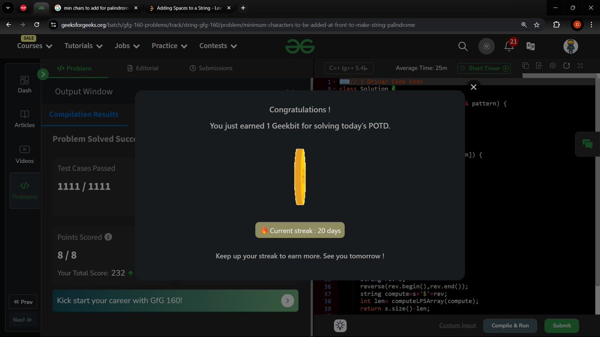 Singh_Om_Raj's tweet image. DAY 17: #dsa #learntocode #learndsa #160daysofcode #geekstreak2024 #gfg160
@geeksforgeeks