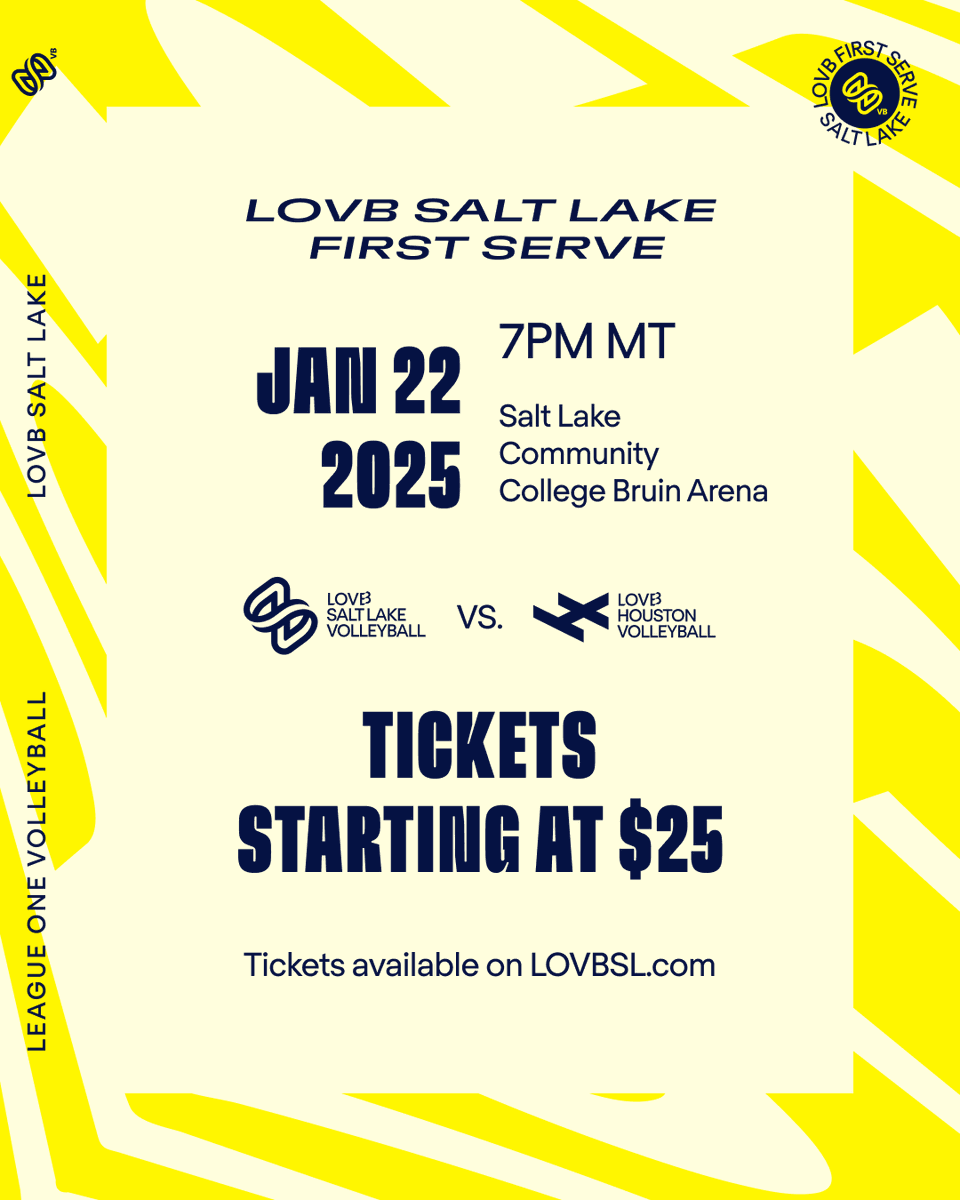 lovbsl's tweet photo. 𝟱𝟬 𝗱𝗮𝘆𝘀 until pro volleyball debuts in Salt Lake! 🏐

LOVB Salt Lake vs. LOVB Houston at Bruin Arena—don’t miss the action!

🎟️ Tickets start at $25. Grab yours now and be part of history!

https://t.co/VNbApVylWp https://t.co/r8LchXcaIS