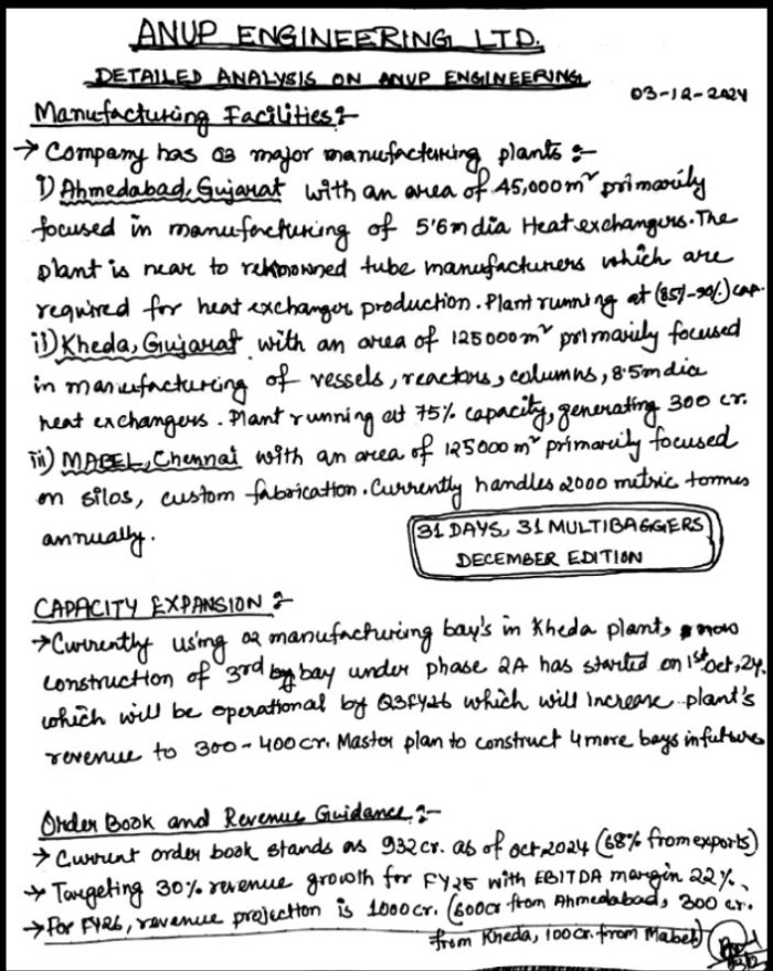 tayyyyciturn's tweet image. "31 Days, 31 Multibaggers-Transforming Insights into Wealth".

3. Anup Engineering 
Detailed Analysis :

#AnupEngineering 📌