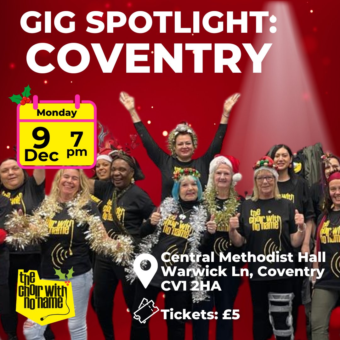 GIG SPOTLIGHT: Coventry!
We can't wait to get the festive tunes blaring next Monday at the Big Christmas Singalong in Central Methodist Hall, come and join us! All tickets are £5, don't miss out! Support from the brilliant Kayleigh Kennedy and Joe Novelli choirwithnoname.org/gigs/coventry-…
