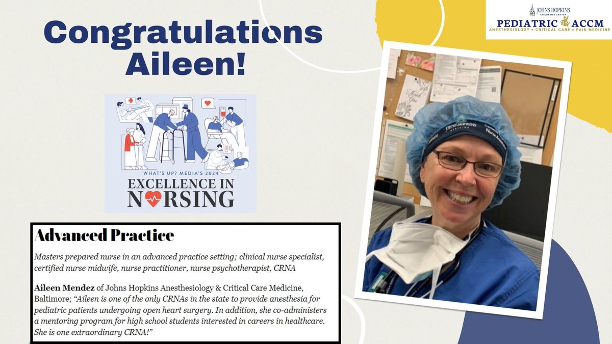 Congratulations to Aileen Mendez, CRNA who was honored in What's Up? Media's 2024 Excellence in Nursing!

What's Up? Media's 2024 Excellence in Nursing - What's Up? Media (whatsupmag.com)
