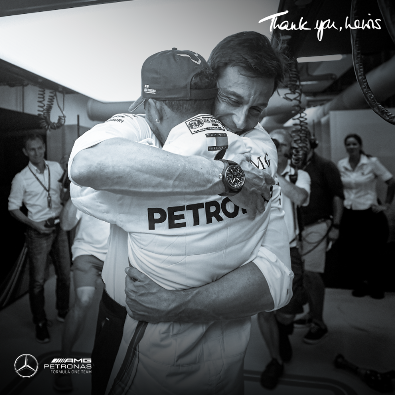 MercedesAMGF1's tweet photo. 💬 "When we first started working together in 2013, we couldn't have imagined what was to come. 

"Our relationship is a legacy that transcends our sport, with a lasting impact beyond the racetrack." 🙏

- Toto