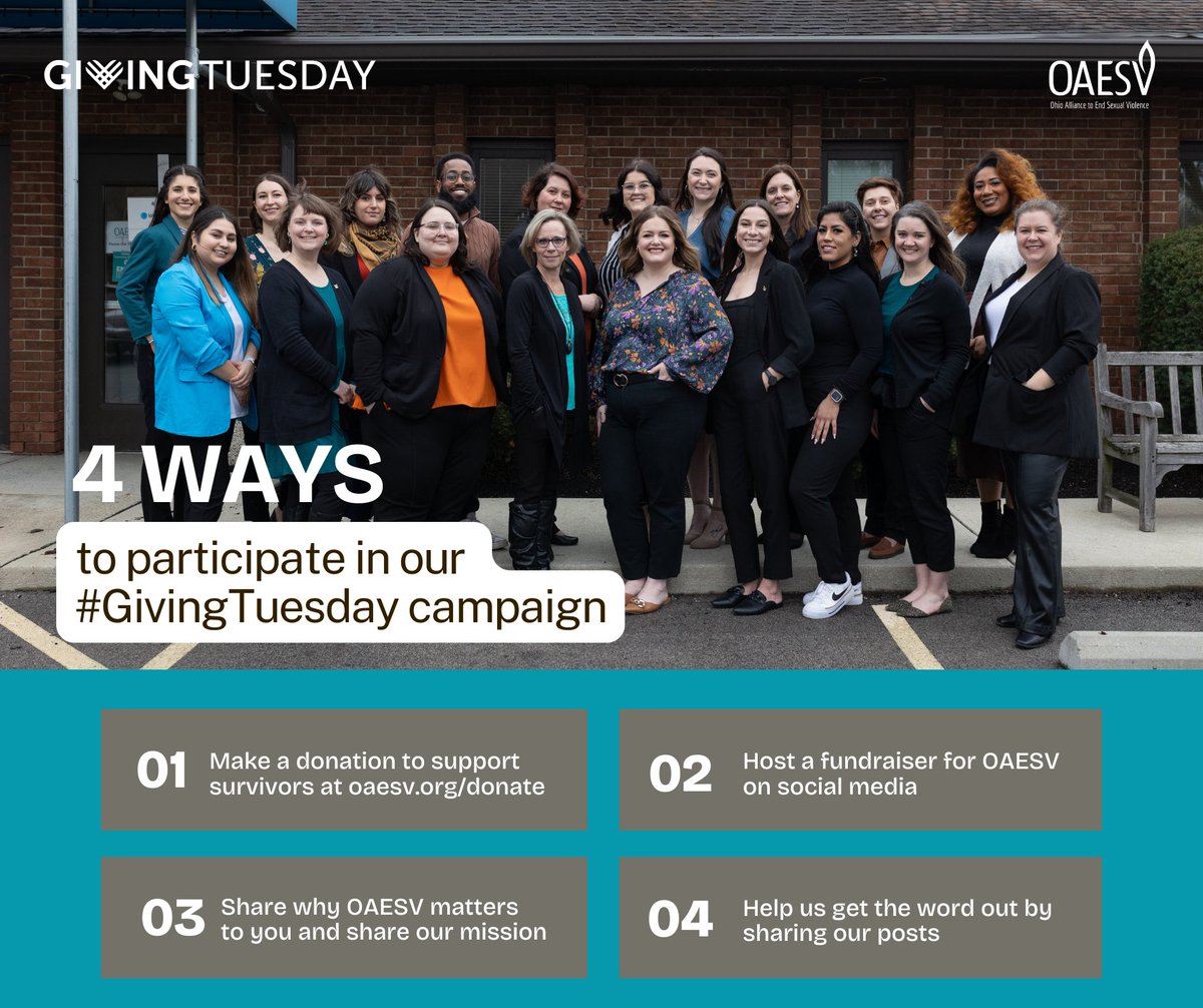 Your contribution is more than a donation—it is an investment in the work that must be done to eradicate sexual violence in Ohio, once and for all. Give what you can at oaesv.org/donate 💙