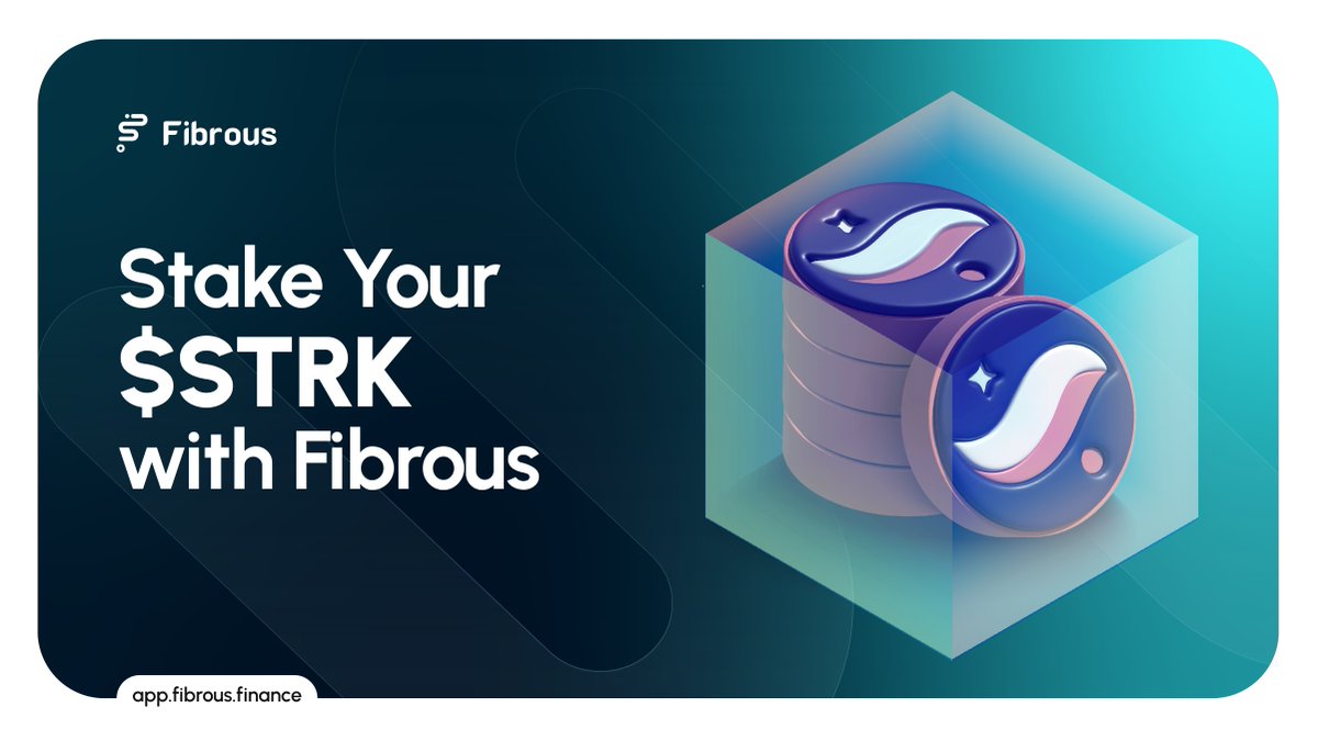 Fibrous (@fibrousfinance) on Twitter photo Staking $STRK is now live with Fibrous!
Thanks to community feedback, we’ve launched our validator to put your $STRK to work on decentralizing <a href="/Starknet/">Starknet 🐺🐱</a>
Start staking with us today! 👇
voyager.online/staking?valida… Staking $STRK is now live with Fibrous!
Thanks to community feedback, we’ve launched our validator to put your $STRK to work on decentralizing <a href="/Starknet/">Starknet 🐺🐱</a>
Start staking with us today! 👇
voyager.online/staking?valida…
