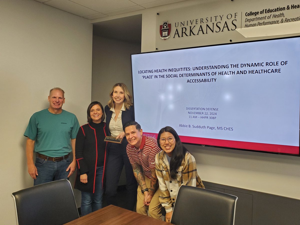 UARKHHPR's tweet photo. 🎉 Congrats to Dr. Abbie Sudduth! 🎓✨
Her dissertation, "Locating Health Inequities," showcases incredible dedication and inspiring research. 🌟
We’re so proud of you! 👏 #hhpr #uark https://t.co/v7v35ctpVZ