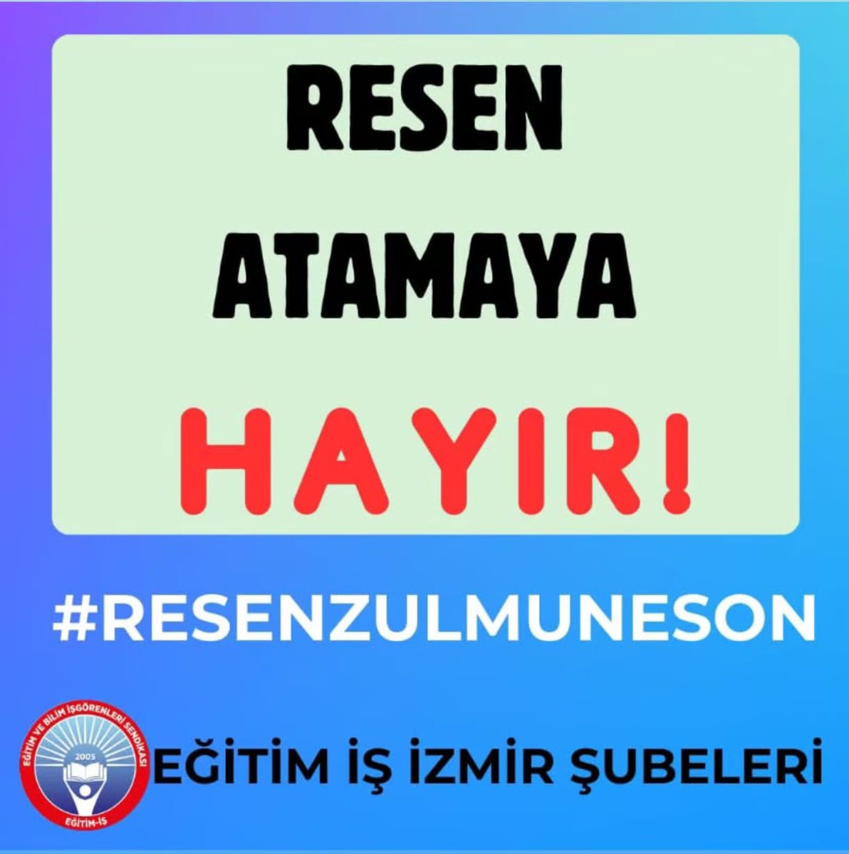 Nöbet norma dahil edilsin. Okulların öğretmenlere, öğretmenlerin okula ihtiyacı var. Resen atamayla bu ihtiyacı gidermeye çalışmak huzursuzluktan başka bir sonuç ortaya koymaya ak. 

#RESENZULMUNESON