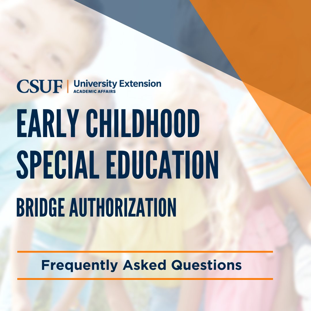 csufextension's tweet image. Got questions about CSUF&apos;s Early Childhood Special Education Bridge Authorization program? Check out our FAQs list: extension.fullerton.edu/ProfessionalDe…

#csuf #csufextension #teachingcredential #education #teacher @csuf @csufcoe @csufacadaffairs @CSUFstudents @calstate @WeAreCTA @EdSource
