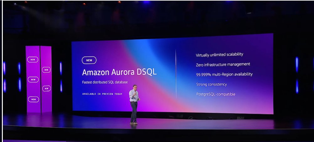 DHenschen's tweet image. The key database updates from #awsreinvent: Aurora DSQL (distributed rival to Google Spanner promising 4X faster DB reads &amp;amp; writes) &amp;amp; DynamoDB Global Tables (using same performant, distributed architecture). Global companies want these consistent, distributed options. #CRatAWS
