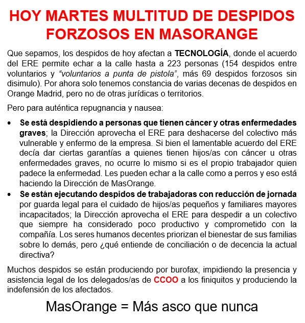Los valores que había en Orange, la nueva dirección con el CEO dirigiendo, estan convirtiendo la nueva COMPAÑÍA en una empresa miserable, despidiendo hasta a compañeros enfermos 🤬🤬🤬
<a href="/MASORANGE_ES/">MasOrange</a> <a href="/orange_es/">Orange España</a> <a href="/orange/">Orange</a>