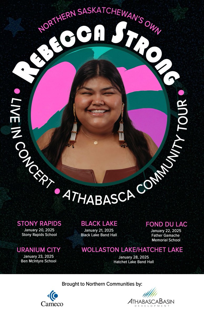 AthabascaBasin's tweet photo. We are excited to announce this...#CGT 2024 million dollar winner Rebecca Strong is coming to the Athabasca communities! Rebecca is from Stony Rapids &amp; excited to be coming home! Many thanks to our partner Cameco for making this happen. 
#RebeccaStrongAthabascaTour #HomeCommunity https://t.co/LjqYbKv0OP