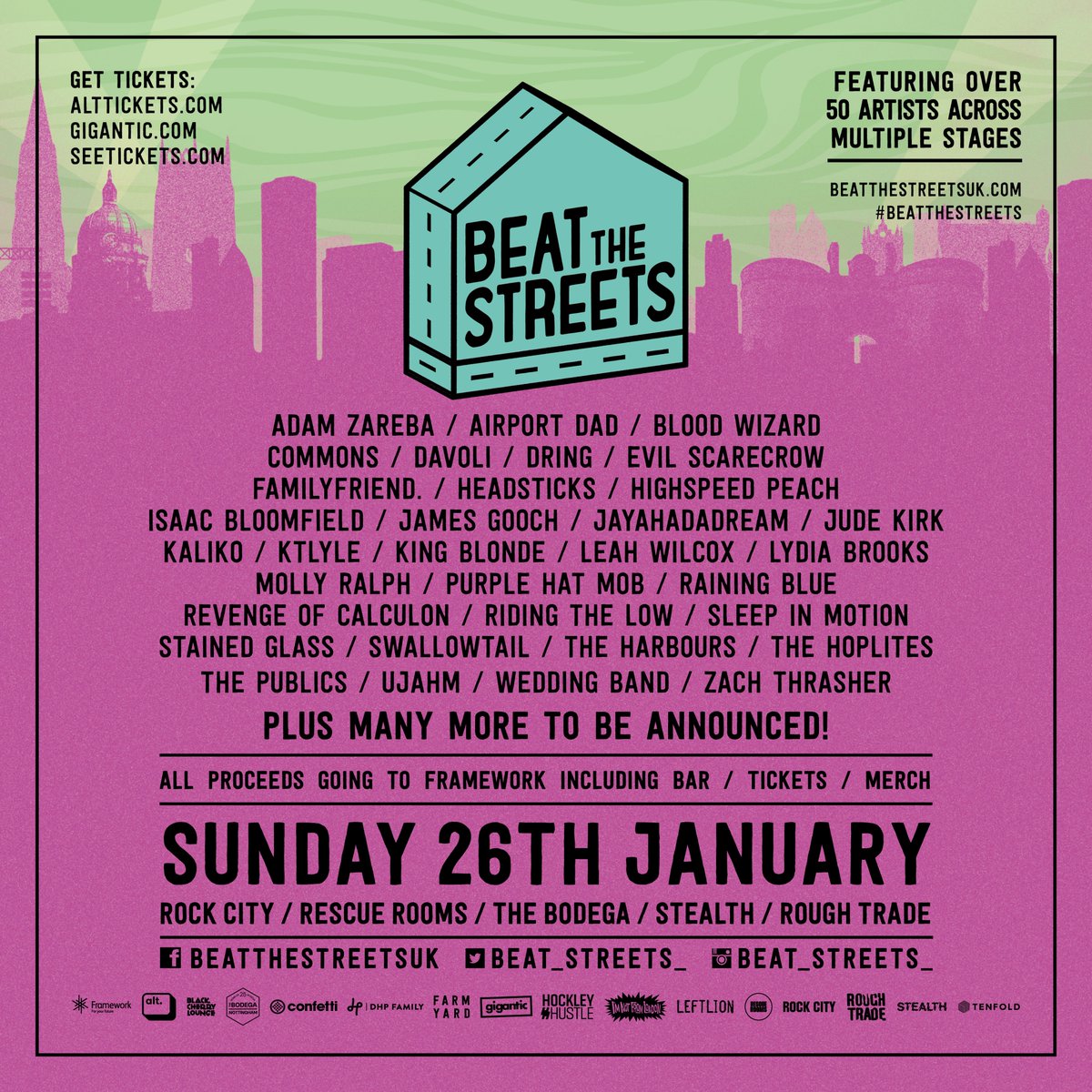 alt. tickets (@alttickets) on Twitter photo NEW/ <a href="/Beat_Streets_/">Beat The Streets</a> have revealed over 30 artists in their first line-up announcement!
With many more to be announced, don't miss the excellent charity festival in January as more money is made for a great cause in <a href="/Framework_HA/">Framework Charity</a>.
Tickets are on sale now: tinyurl.com/4zfppedb NEW/ <a href="/Beat_Streets_/">Beat The Streets</a> have revealed over 30 artists in their first line-up announcement!
With many more to be announced, don't miss the excellent charity festival in January as more money is made for a great cause in <a href="/Framework_HA/">Framework Charity</a>.
Tickets are on sale now: tinyurl.com/4zfppedb
