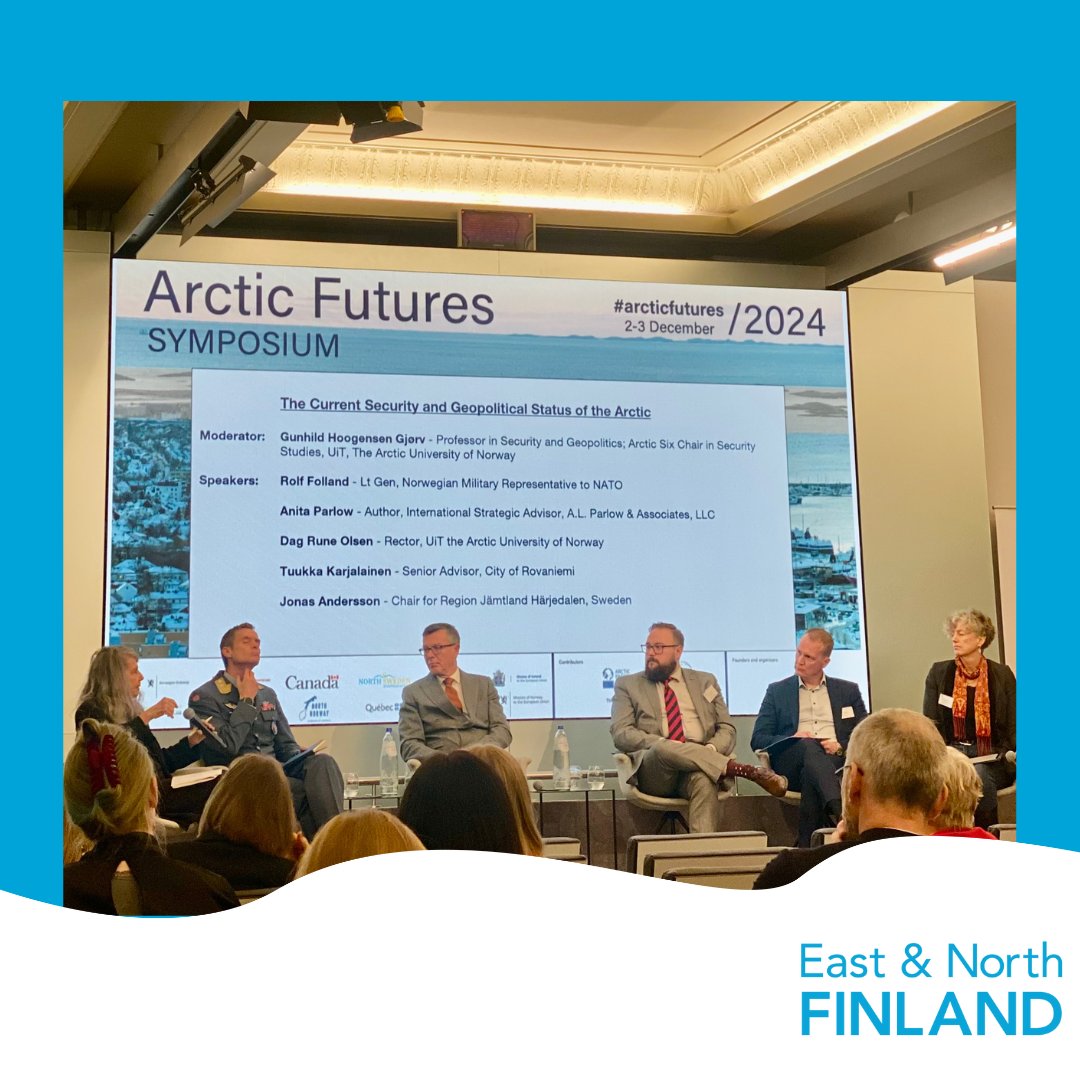 EastNorthFIN_EU's tweet photo. #ArcticFutures päivä 2! Tänään keskustelua käytiin turvallisuudesta, arktisen alueen yhteisöistä sekä kaivostoiminnasta. 

Paneeleissa mukana Rovaniemen elinvoima-asiantuntija Tuukka Karjalainen sekä Lapin AMK:n rehtori Riitta Rissanen✨ https://t.co/f1Z9eCDeG5