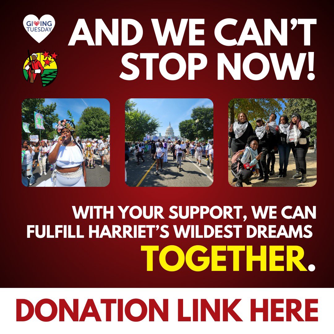 Give your Tuesday meaning by making a difference! Donate to Harriet’s Wildest Dreams today for #GivingTuesday supporting legal empowerment, education, safety, rapid response, and community care.

Together, we can build the world we deserve. 

Donate at bit.ly/HWDFUNDRAISER 👈🏿