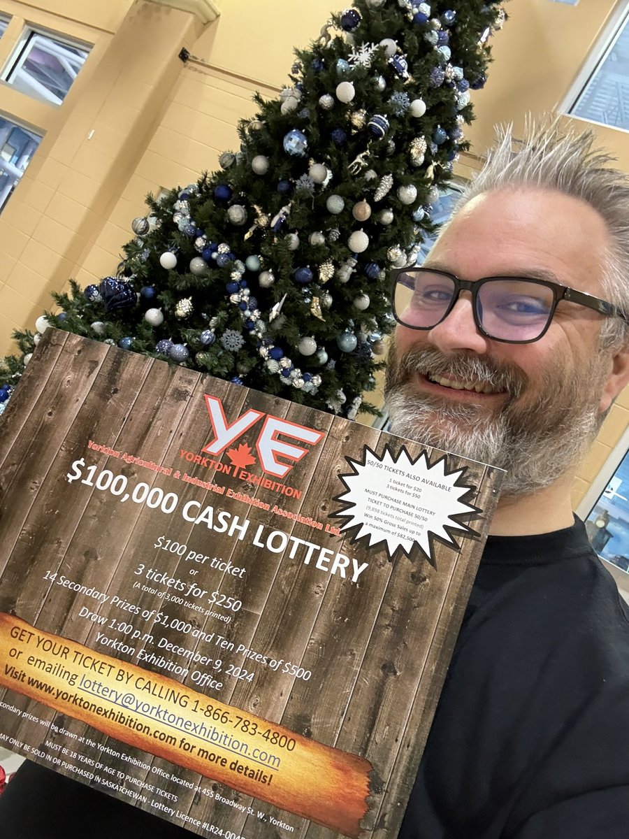 cruzfmyorkton's tweet photo. Imagine the Christmas wishes you could make come true with $100,000! Get your tickets for the @Yorkton_Ex Cash Lottery today! Call 1-866-783-4800 and dream big! -@ReaderRambles Lottery Licence #LR24-0045
#HarvardMediaEverywhere
https://t.co/AwNGs9AuZK https://t.co/6oqkF5I4rx