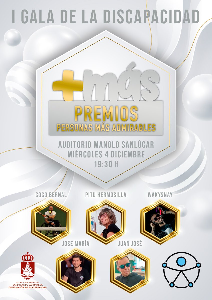 SANLÚCAR RECONOCERÁ LA TRAYECTORIA DE VARIAS PERSONAS CON DISCAPACIDAD

Las distinciones se entregarán en la Gala de la Discapacidad este miércoles en el Auditorio. Coco Bernal, Joaquín Waky, Pitu, Juan José Ibáñez y José María Romero serán los premiados.

sanlucardebarrameda.es/es/node/22054