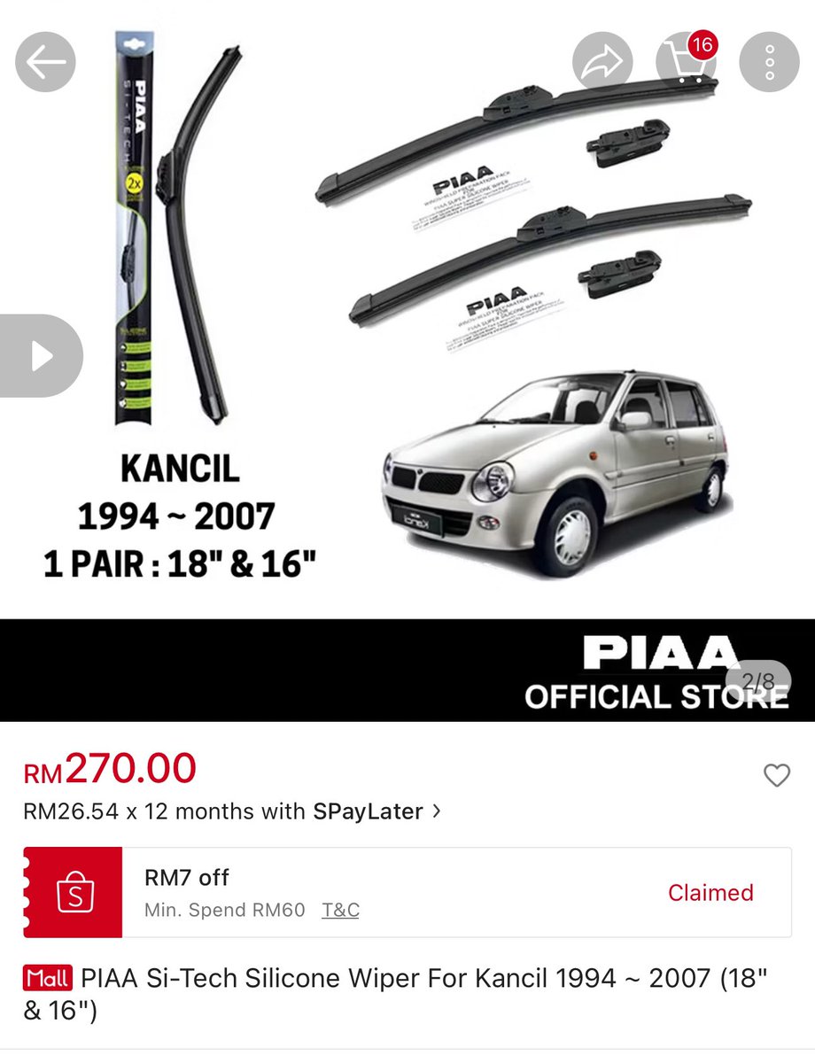 HezeriSamsuri's tweet photo. Siapa tau dan pernah pakai, dia faham la kenapa ada wiper harga RM270 untuk Kancil ni.

This is the best wiper aku pernah pakai, dan tahan bertahun tahun walaupun parking tengah panas berjemur bertahun.

Antara sanggup ke tidak nak beli beb…. Aku tengah mencongak ni sebab kalau selalu drive kereta tu, berbaloi la jugak. 

Kalau tak, adeh…